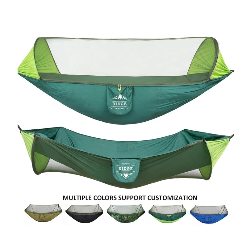 Wholesale Full-automatic Quick Opening Stab Mosquito Net Hammock 260*140 cm Outdoor Camping Canvas Hammock Portable
