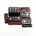 Fashion Watch Box Portable 10/12 Slot Black PU Leather Zipper Closure Protective Cases for Watches Storage