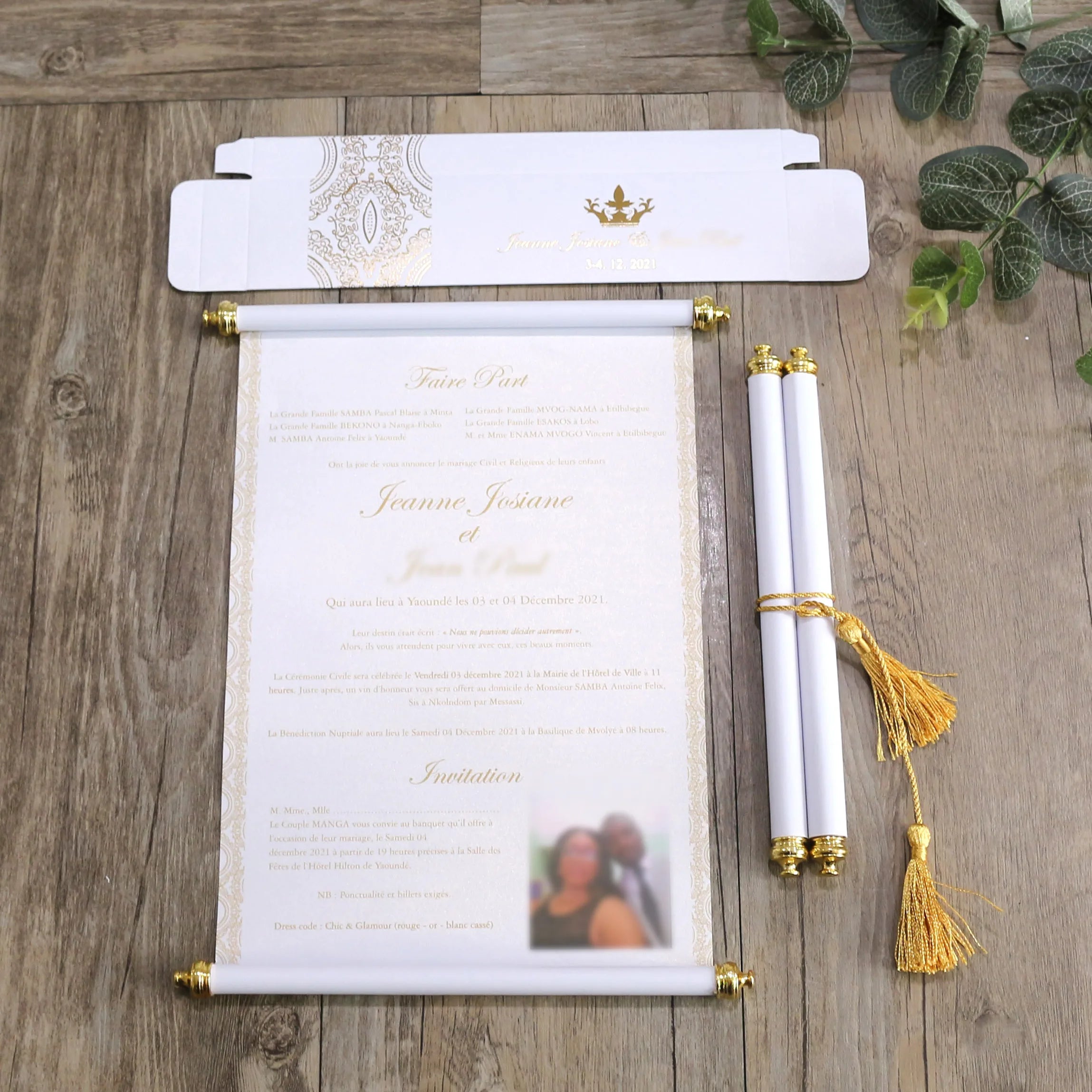 Customized Shimmer Scroll Wedding Invitations Party Invitation Gift with Personal Photo