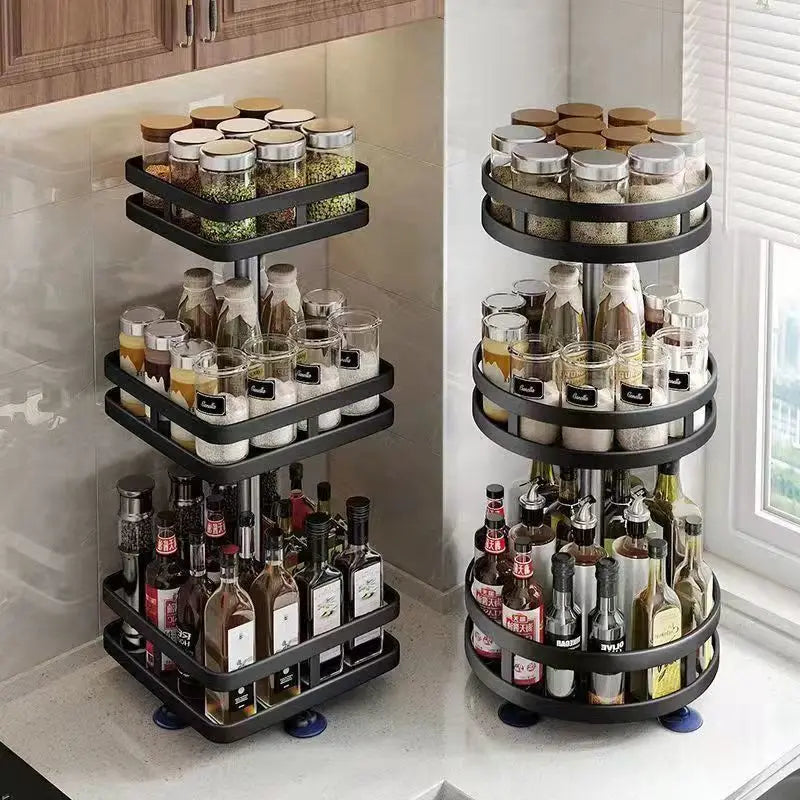 Wholesale Kitchen Metal Rotatable Storage Rack 1/2/3 Layers Removable Multifunctional Sundries Vegetable Fruit Storage Rack