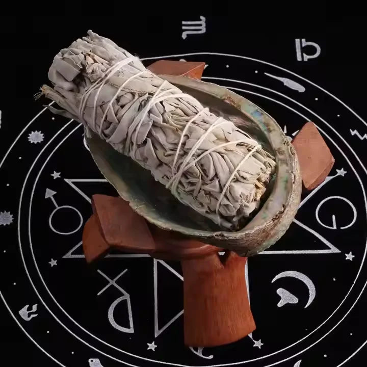 Wholesale Factory Price Cleansing Home Smudge Kit Abalone Shells Sage Bundle Wood Stand for Meditation Reiki