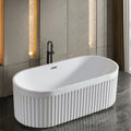 Meiyani White Freestanding Acrylic Solid Surface Bath Tub Oval Artificial Stone Fluted Groove Bathtub With Drainer for Soaking