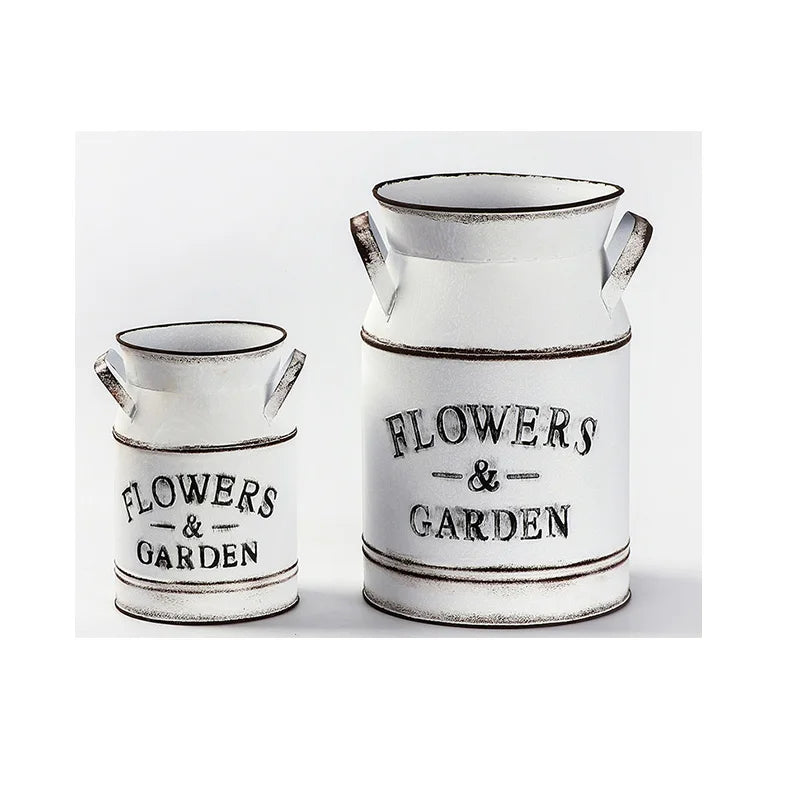 Dropshipping Rustic Milk Jug Vase Galvanized Metal Shabby Chic Flower Vase Watering Can Tin Jug  for Kitchen Garden Decor
