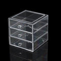 CY Eco-Friendly Transparent Acrylic 3-Layer Rectangular Makeup Organizer Drawers Durable Plastic Cosmetic Accessory Storage Box