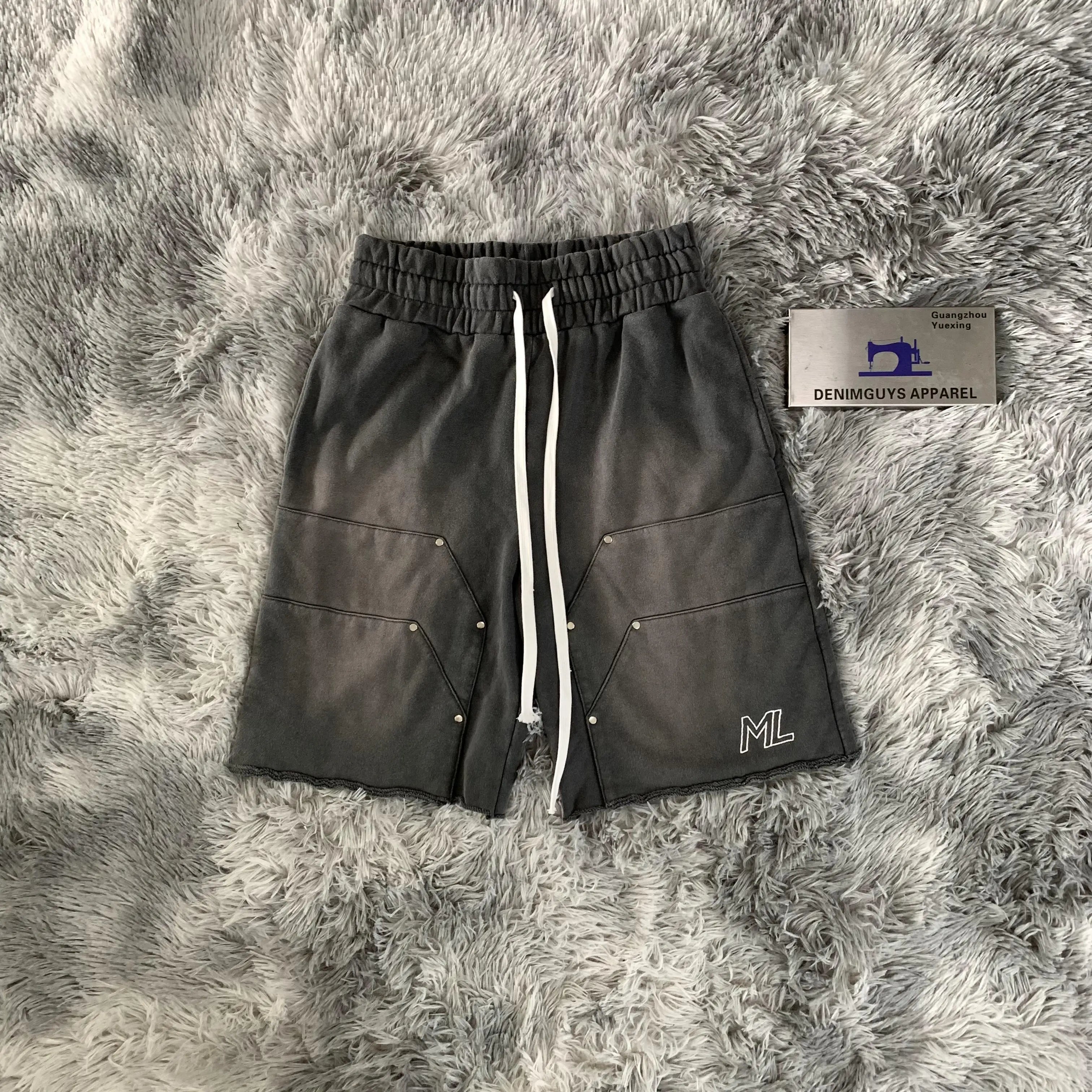 DENIMGUYS Streetwear Grey Short Pants Men Blank Cotton French Terry Cotton Male Casual Baggy Cargo Shorts