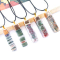 Natural Stone Rectangular Shape Pendant Irregular Stripes Colorful Gemstone Necklace Pendant