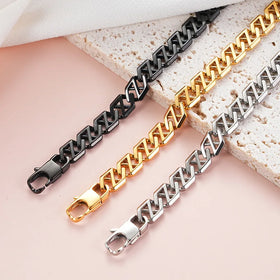 18k Gold Plated 316L Stainless Steel Rhombus Cuban Chain Bracelet Friendship Bracelet for Men Women
