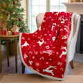 Premium Printed Christmas Sherpa Throw Blanket Eco-Friendly Anti-Pilling Winter King Size Warm Thick Decorative Blanket