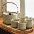 Kaiwoo Nordic Clay Tea Set Ceramic Coffee Set with Handle Creative Kettle and Water Cup for Afternoon Tea Coffee & Tea Cups