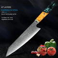Premium Quality 8 Inch Japanese VG10 Steel Damascus Chef Knife Carbon Steel Kitchen Meat Sushi Cleaver With Octagonal Handle