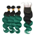 Factory Vendor Wholesale Brazilian Ombre Two Tone Color  Body Wave Remy Human Hair Bundles with Closure