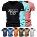 DOVEARK 2022 European Men Summer V-neck Slub Cotton T-shirt Clothing Short Sleeve Solid Soft Tops Men Youth Casual Basic T-shirt
