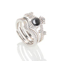 Isunni Jewelry 3 in 1 Detachable Multi-wearing Crown Projection 100 Languages I love You S925 Sterling Silver Combination Rings