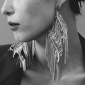 Wholesale Fashion Jewelry Flying Bird Silver Color Long Drop Tassel Earrings for Women Girls Large Long Chain Maxi Long Earrings
