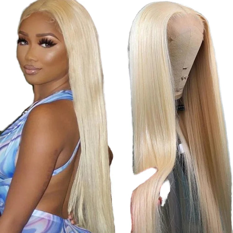 613 Lace Front Wig 200 Density 13x4 Transparent Lace Brazilian Straight Hair Wigs Pre Plucked Blonde Human Hair Wig for Women