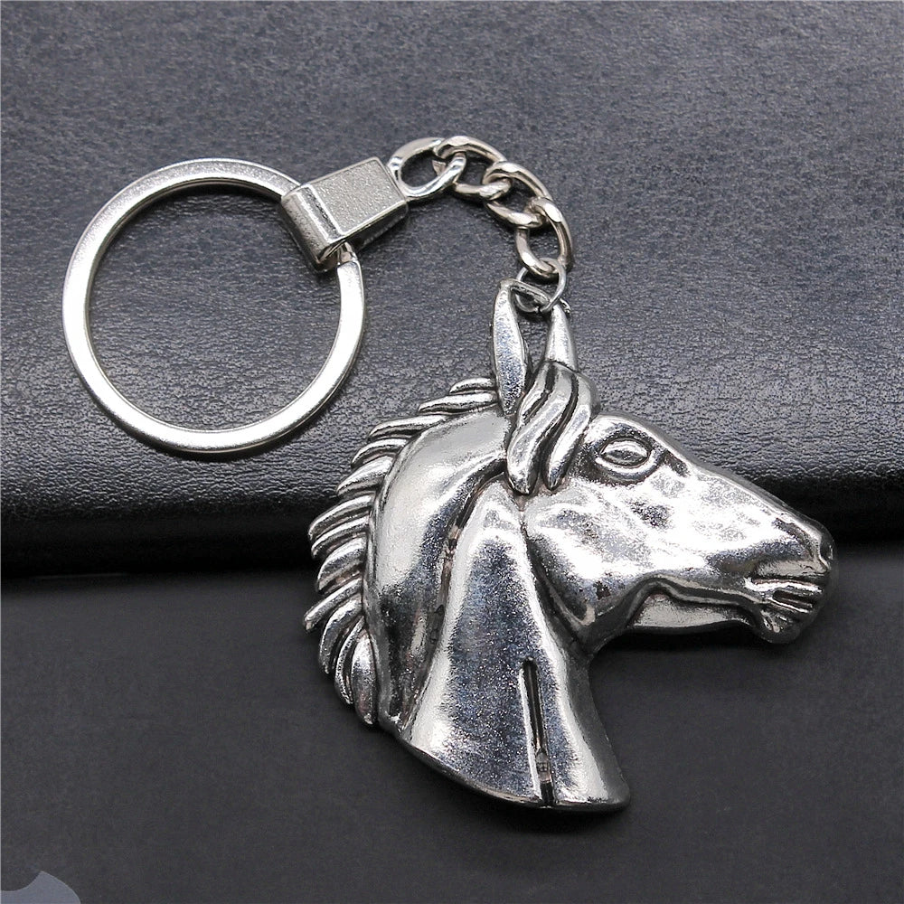 WYSIWYG 52x51mm Antique Silver Plated Antique Bronze Plated Zinc Alloy Big Horse Head Keychain for Gift P2-ABD-C10289