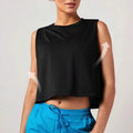 F230428 Quick Drying Cropped Workout Tank Tops for Women Loose Sleeveless Running T Shirts Fitness Athletic Tops For Women