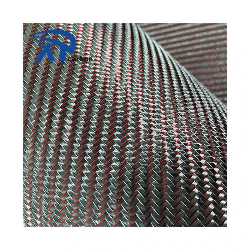 High Strength Colored Carbon Fiber Fabric Reflection Carbon Fiber Fabric 3k Red