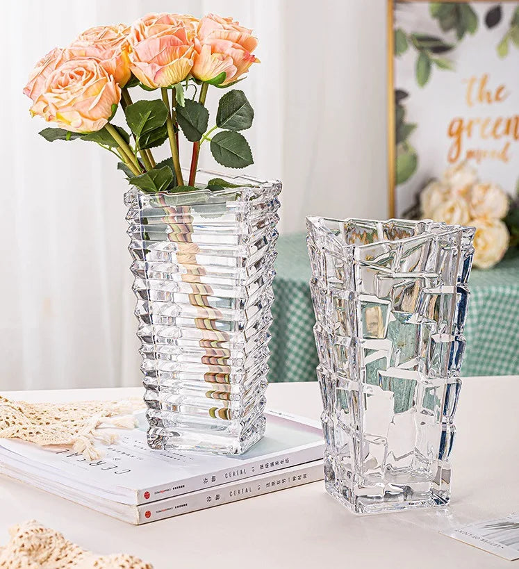 Minimalist Design Weaving Clear Glass Flower Vase Packaging Box With Vase for Home Decoration Table Centerpiece