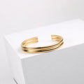 Fenny Minimalist Double-layer Cambered Cuff Bracelet Tarnish Free&Waterproof Jewelry Stainless Steel Jewelry Wholesale