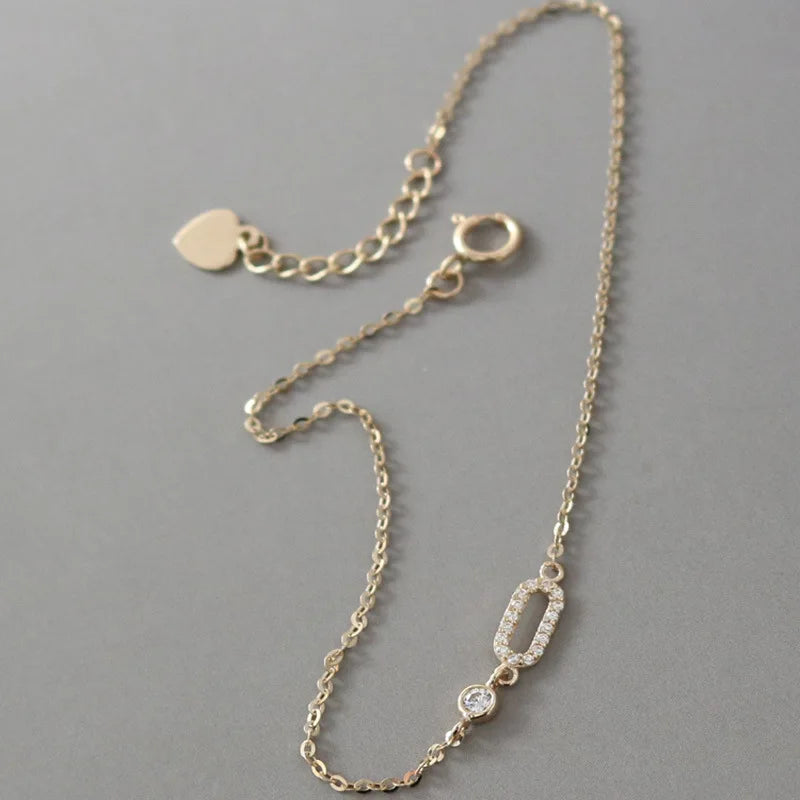 Minimalist 14k Gold Plated 925 Sterling Silver Skinny Bracelet Dainty Paper Clip Stackable Women Bracelet