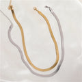 Hot Sale 6mm Herringbone Chain Necklace Snake Chain Stainless Steel Necklace 18K PVD Gold Plated Flat Snake Chain Necklace