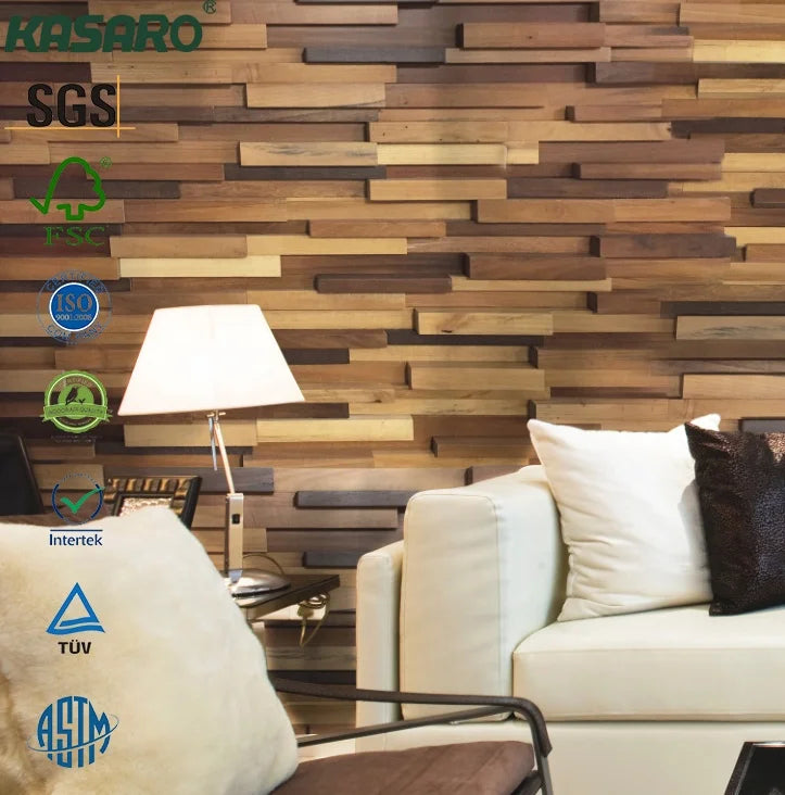 Special New Designs Wooden Decorative Tile Eco-friendly 3D Wall Cladding Living Room Wood Panel Wall