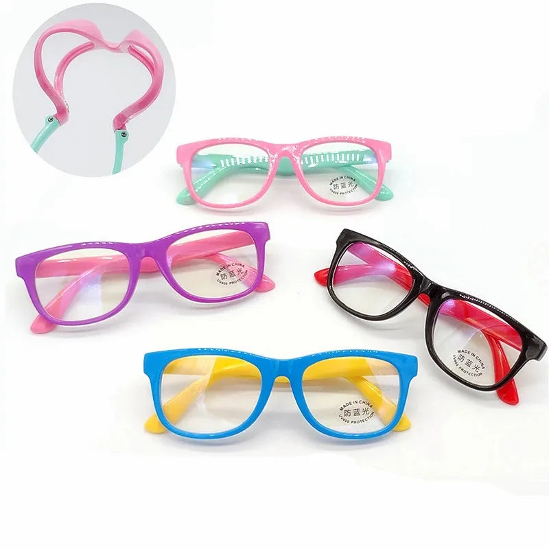 2025 Custom Logo Hot Selling Fashion Square Children Boy Girls Computer Optical Frame Eyeglasses Anti Blue Light Kids Glasses