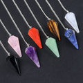 DIY Pyramid Reiki Pendulum Natural Energy Stone Amulet Healing Tiger Eye Pendant Meditation Hexagonal Pendulum Jewelry