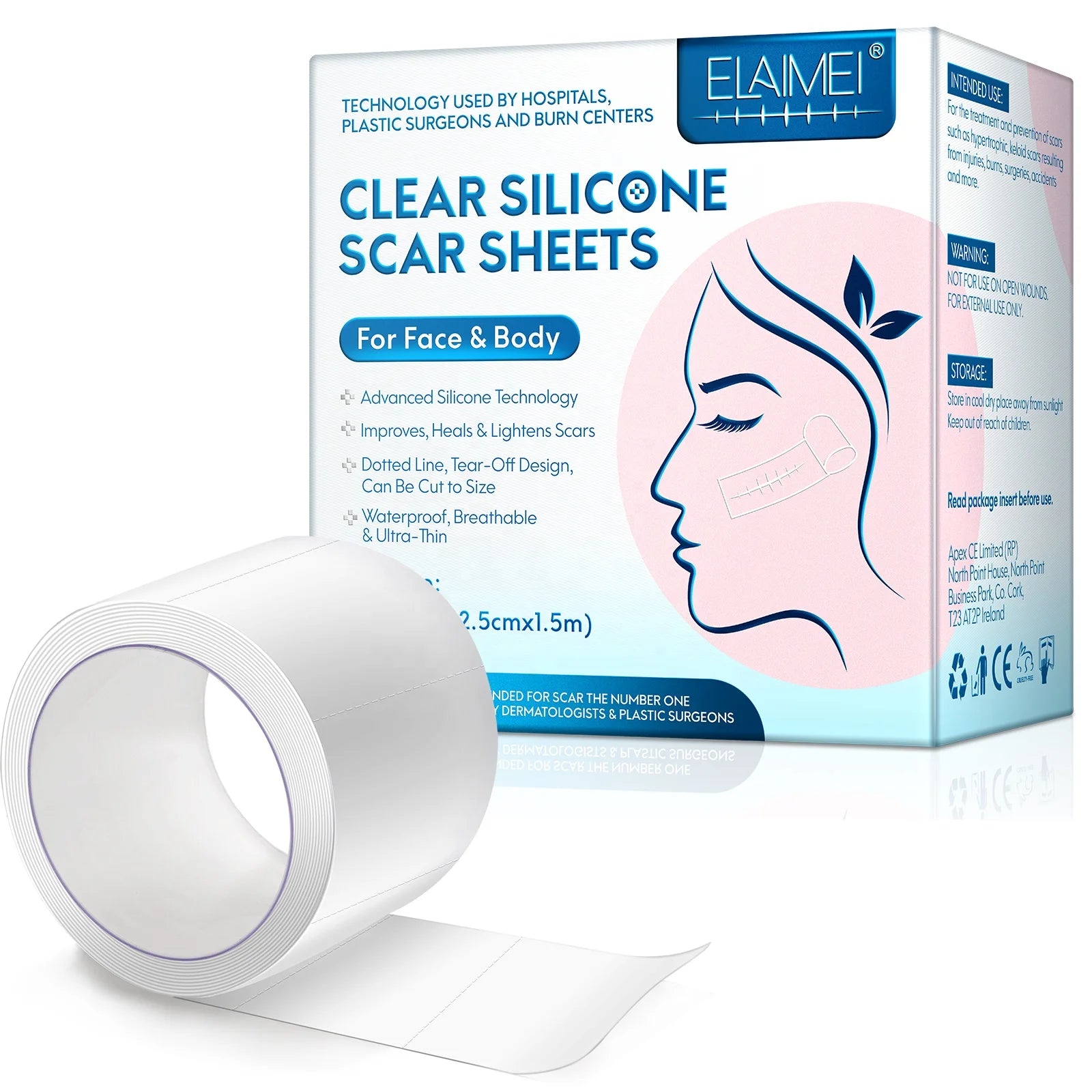 ELAIMEI Wholesale Waterproof Breathable Ultra-thin Tear-off Design Medical-grade Transparent Silicone Gel Removal Scar Sheet