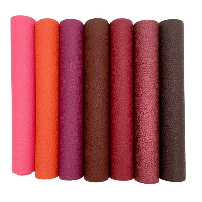 46 Solid Colors Litchi Grain PU Synthetic Leather Fabric Matte Finish for Earrings Hair Bows Crafts Sofa Bag Furniture Garments
