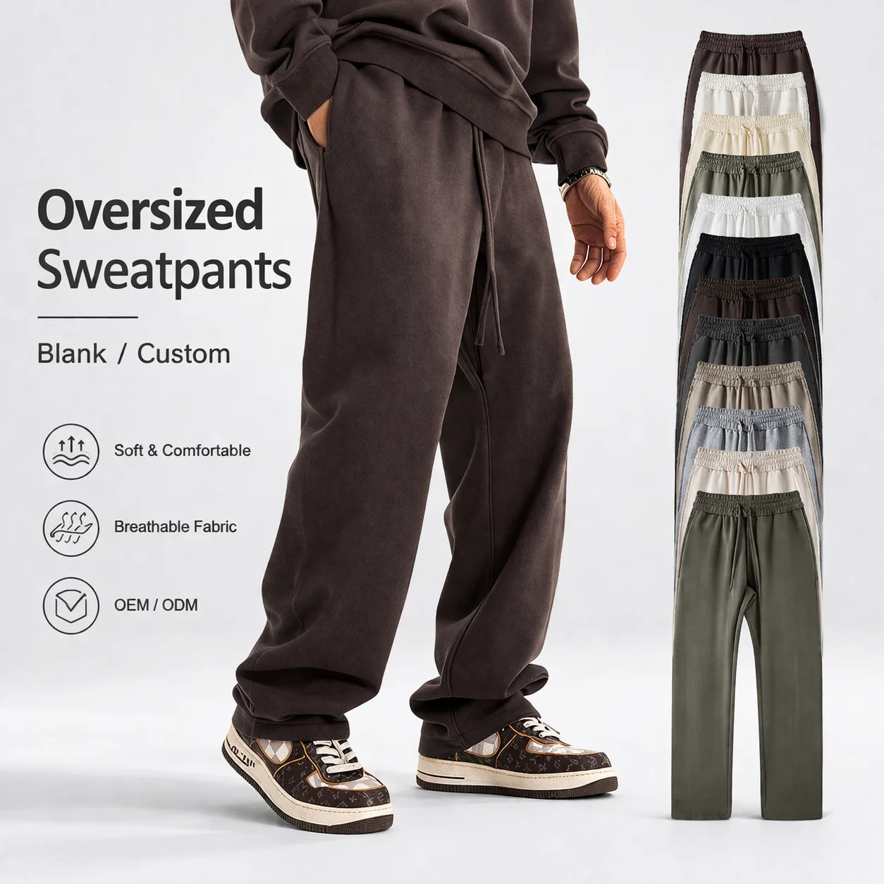 YWGH Brushed Fleece Vintage Joggers Men Women Polyester/Cotton Waterproof Elastic Waist Sweatpants Gym Workout Casual Streetwear