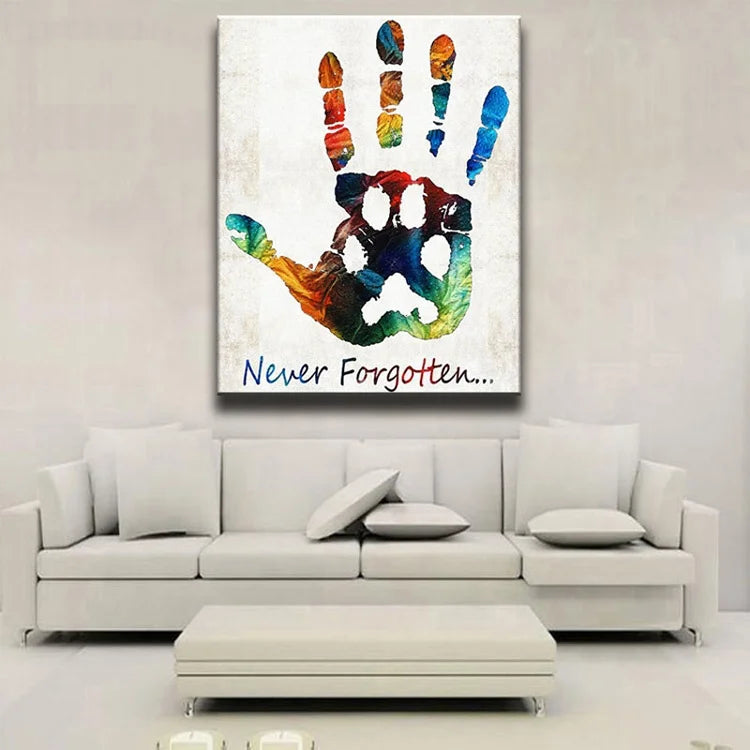 Ever Moment Diamond Painting Never Forgotten Dog DIY 5D Colorful Hand Paw Wall Picture Pet Full Mosaic ASF888