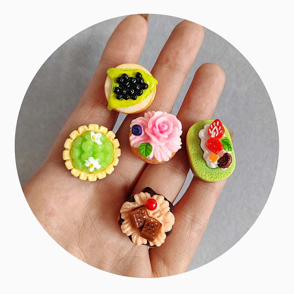 Resin Fruit Cake Simulation Food Ornaments Miniature 3D Cake Kawaii Crafts DIY Scrapbooking Accessories