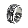 Genuine 925 Silver Spinner Rings for Men Tibetan Six Words Mantra Rings Om Mani Padme Hum