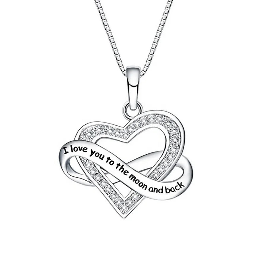 GP110 NEW Simple I Love You to the Moon and Back Heart Zircon Pendant for Necklace Fashion Love Letter Star Pendant for Mother