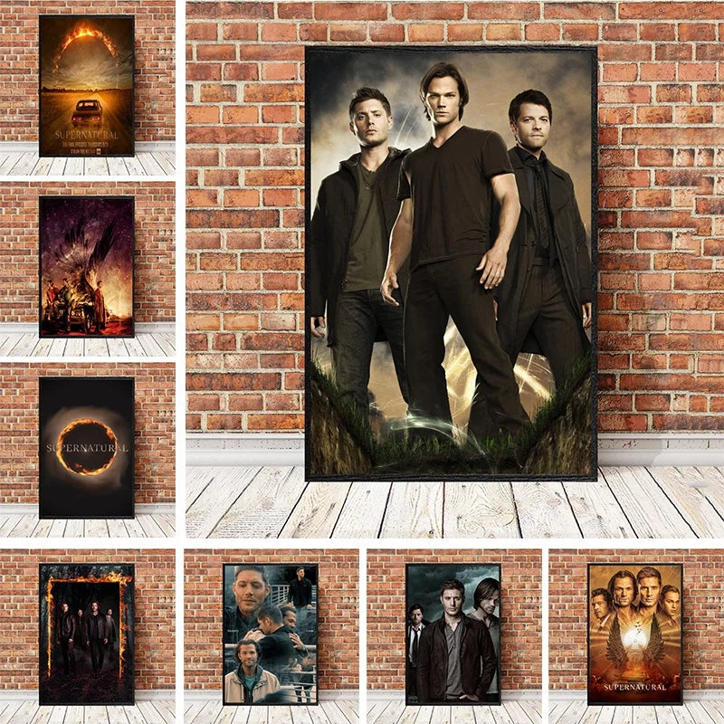 11designs TV Series Supernatural Poster Dean Sam Oil Painting Canvas Wall Art  Home Decor Vintage Room Decor Abstract  Poster