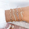 Qiuhan Alloy Custom Name Bracelet Pave Zircon Name Bracelet Script Letter Personality Nameplate Bracelet Pendant Jewelry Gift