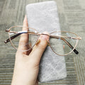 Designer Anti-Blue Light Glasses with UV 400 Stainless Steel Frame Acetate Tips Silver Adult Blue Ray Computer Glasses