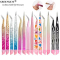 New Custom Logo Manicure Multi-functional Ice Rose Gold Nail Tweezers Nail Art Tool Press Stick Embossing Eyelash Tweezers