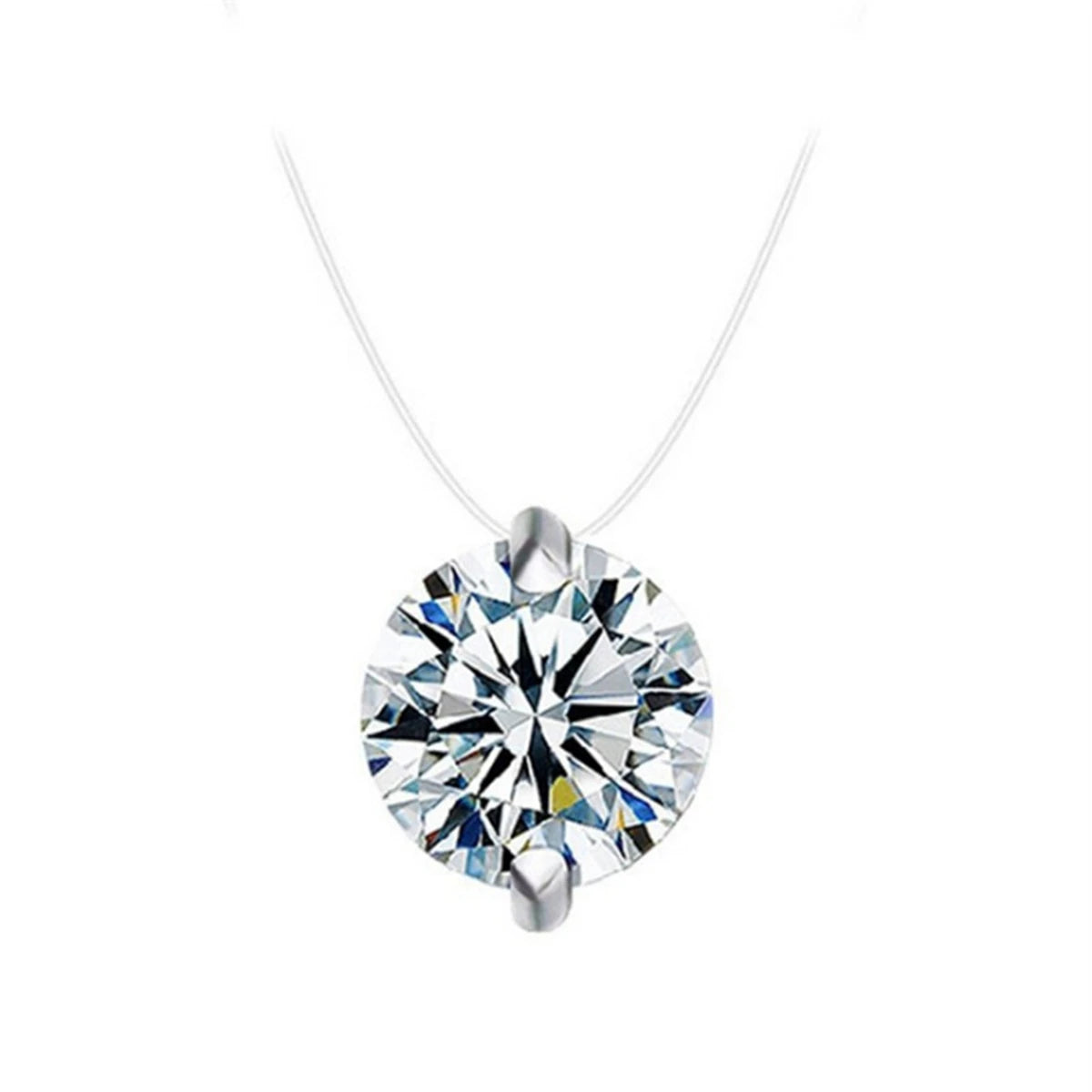 925 Silver with Cubic Zircon Mermaid Tears Necklace Simple Design Transparent Invisible Fishing Line Chain Necklace