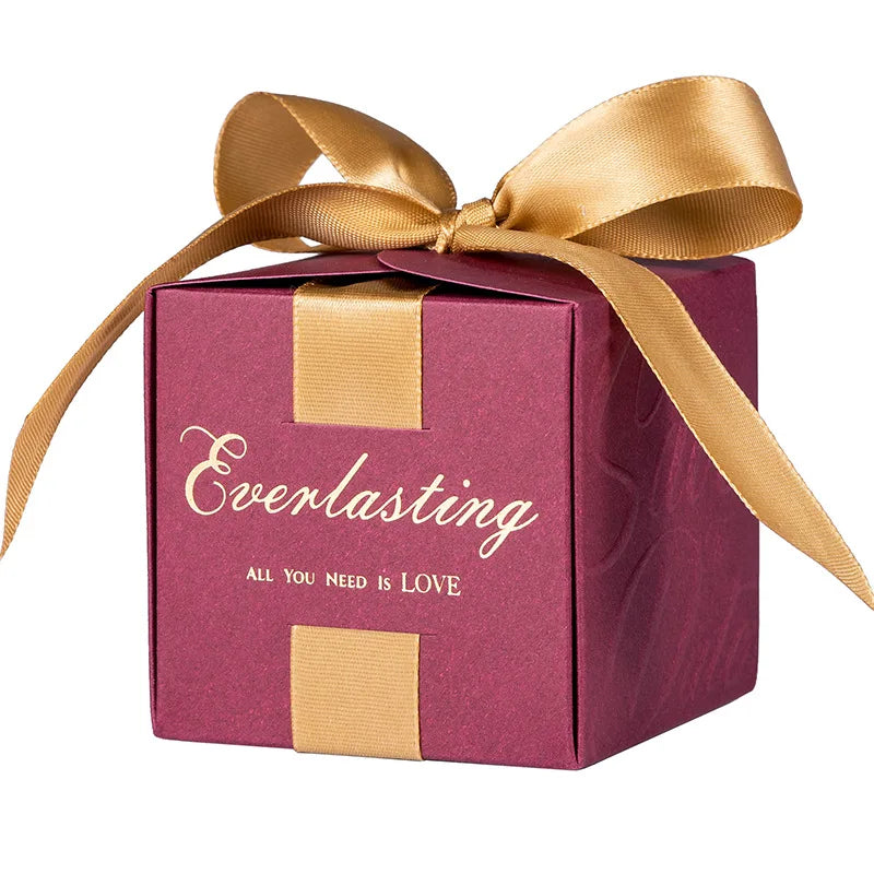 Premium Red Gilded Candy Box with Embossing for Wedding Birthday Party Use As Photo Frame Thank You Gift Box