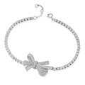 Fashion 925 Silver Rhodium Plated Zirconia Diamond Female Simple Bow Knot Personalized Bracelet