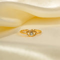 Wholesale Dainty Jewelry Gold Plated Stainless Steel Hollow Zircon Eye Cuff Rings for Women