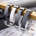 Men's Trendy Style Fashion Cuff Bracelet with Customized Logo Unique Belt Buckle Mesh Brand Strap Band Bangle for Gentlemen