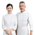 Custom logo Unisex Kitchen Hotel Restaurant bar Baker Cooking Cafe Long Sleeve Men's Women's Chef Uniform Black White Coat