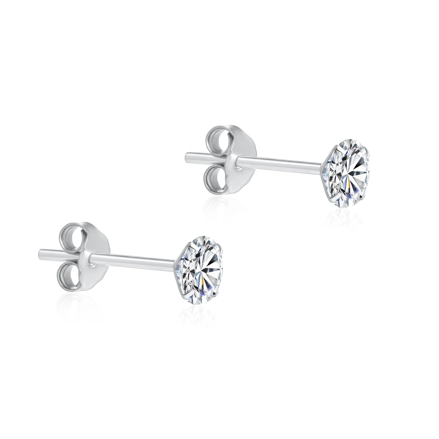 925 Sterling Silver Bling Cubic Zirconia 3mm 4mm 5mm 6mm 7mm 8mm Fashion Wholesale Stud Earrings Small  Women Men