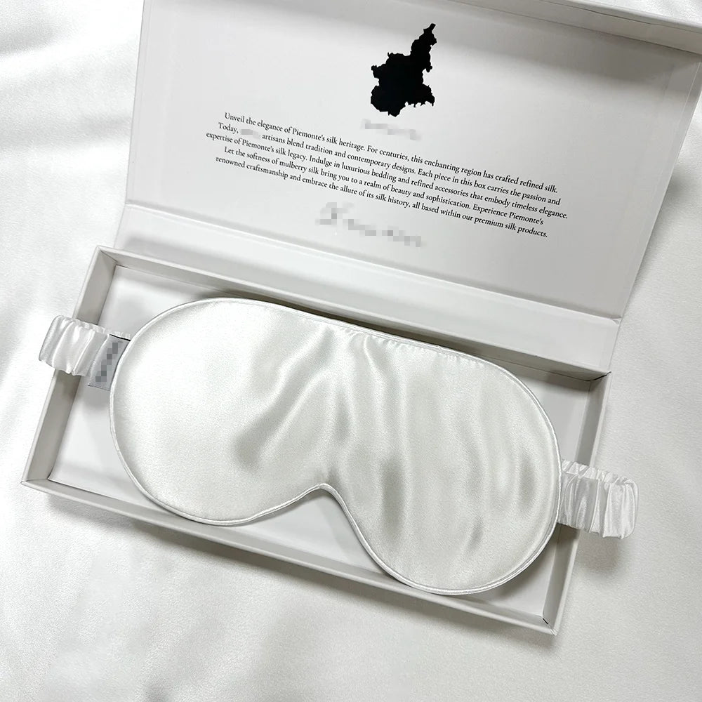 Yasha Silk 22mm Luxury Wholesale 100% Pure Mulberry Silk Sleep Eye Cover Eyemask Set Elastic Band Printed Design for All Seasons