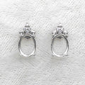 Sterling Silver 7*9mm Semi Mount Stud Earrings Empty Frame Support Blank Setting S925 Base Without Center Stone DIY for Inlay