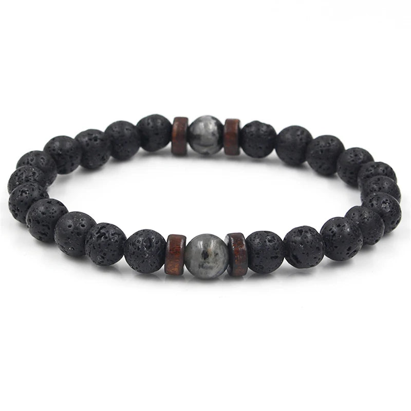 Wholesale Factory Men Bracelet Natural Moonstone Bead Tibetan Buddha Jewelry Pulseras Lava Stone Men Beaded Bracelets